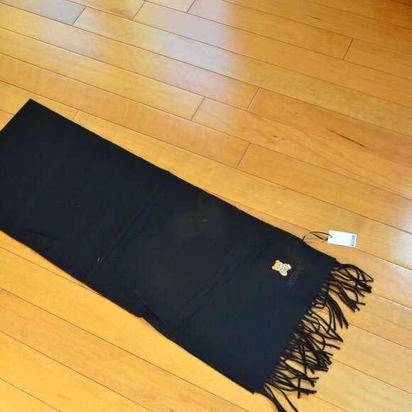 MOSCHINO Embroidered Moschino Bear Wool Scarf - Picture 1 of 7